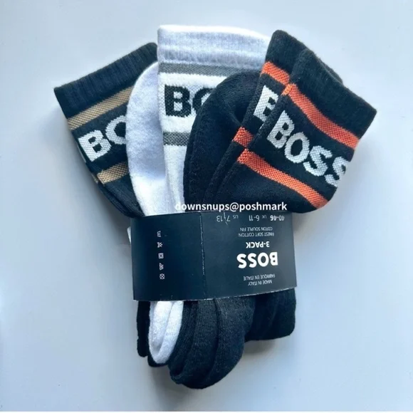 BOSS logo cotton blend 3 Pack Socks Made in Italy - Picture 1 of 3